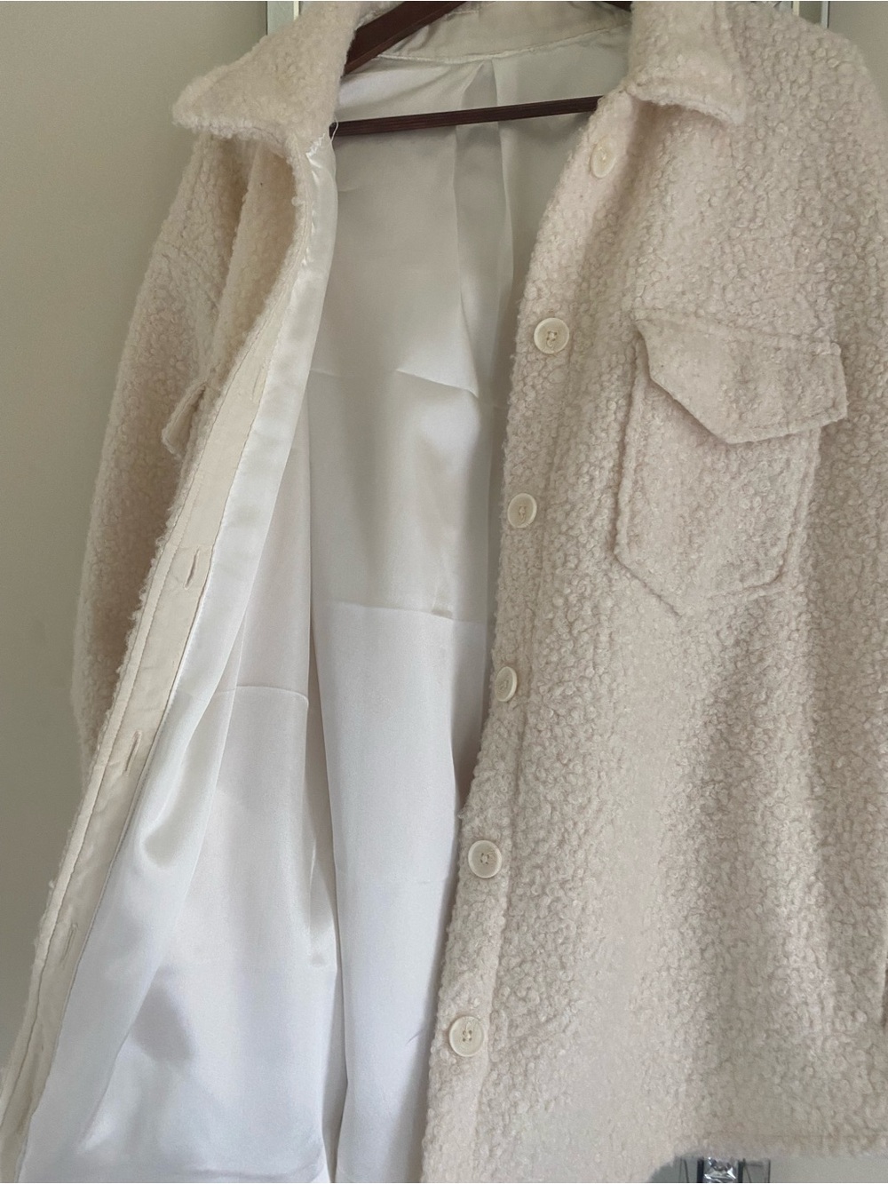 Cream Sherpa Button-Up Jacket